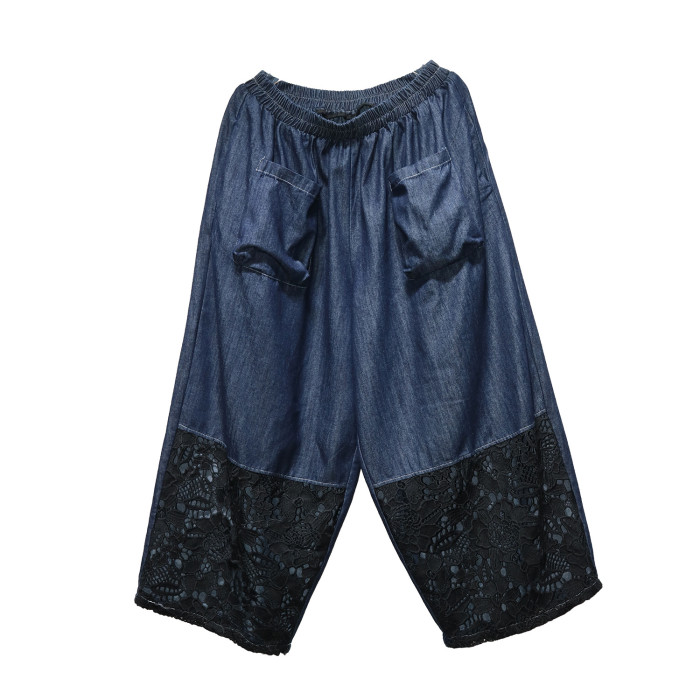 New lace-embroidered denim harem pants  DLZkz6110