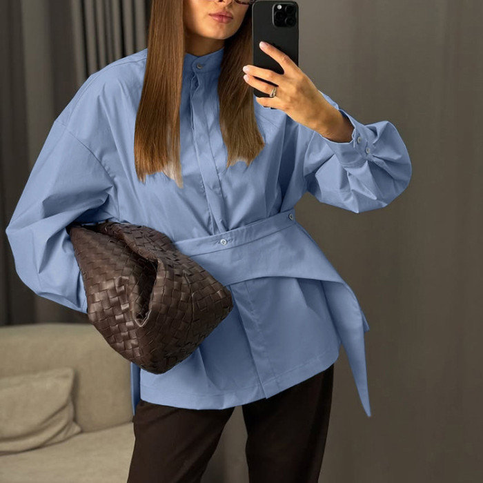 New blue long-sleeved shirt  DLZcs62305