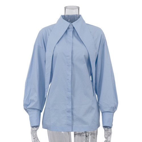 New blue long-sleeved shirt  DLZcs62305