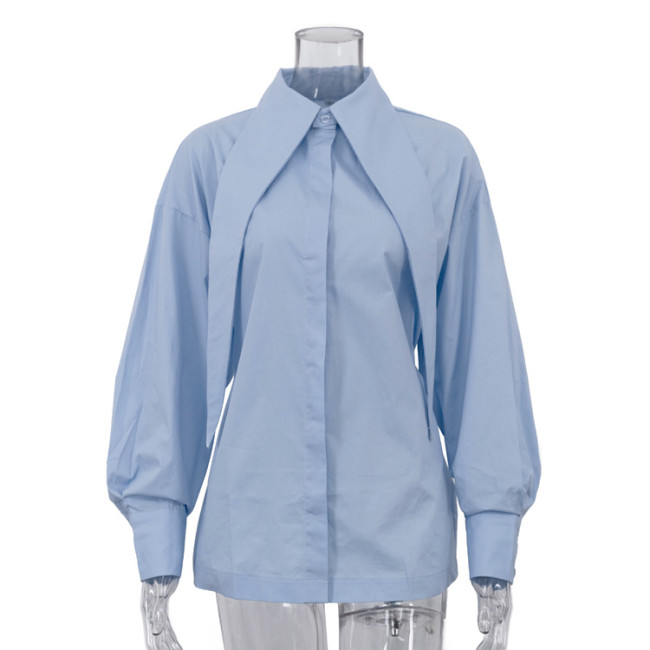 New blue long-sleeved shirt  DLZcs62305