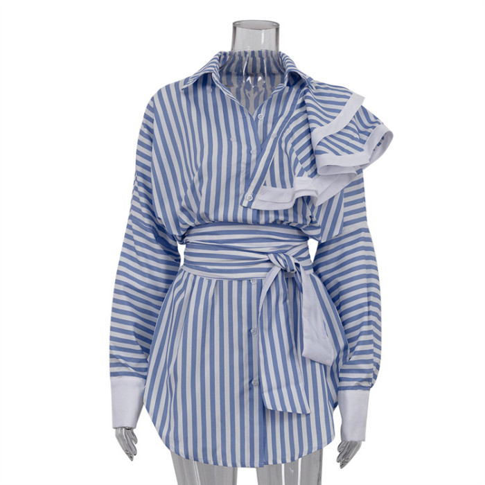 New striped long-sleeved dress   DLZcs61205