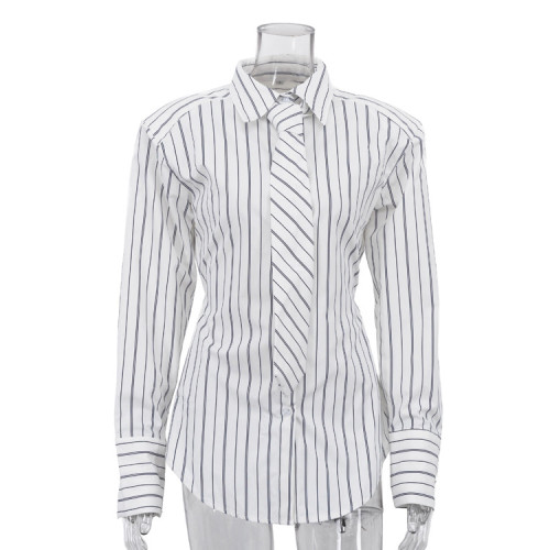  New Button-down Long-Sleeved Collared Shirt with Tie Liner Top  DLZcs133700