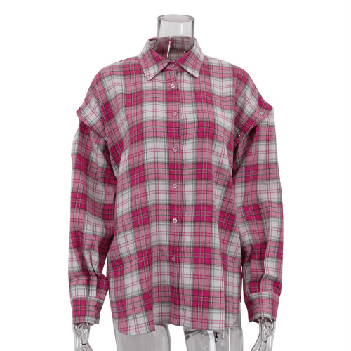 New pink checkered shirt   DLZcs613803
