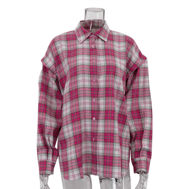 New pink checkered shirt   DLZcs613803