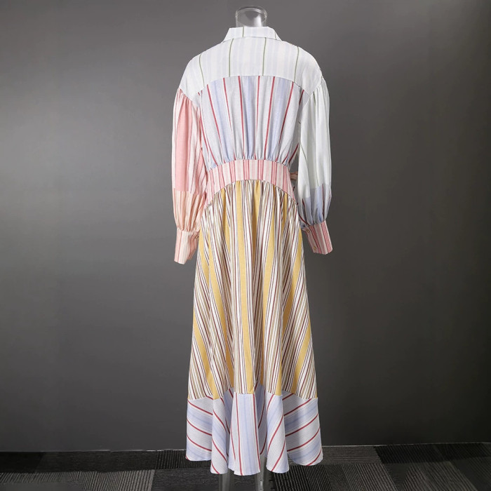 New color-matched striped shirt dress 22D576811