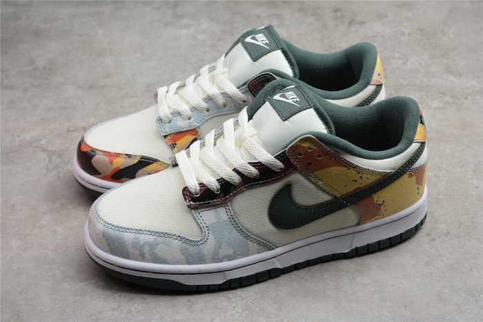 SB Dunk Low Multi Camo Asymmetric Mandarin Duck DH0957-100