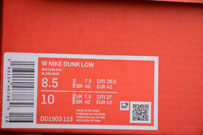 SB Dunk Low White Black DD1503-113