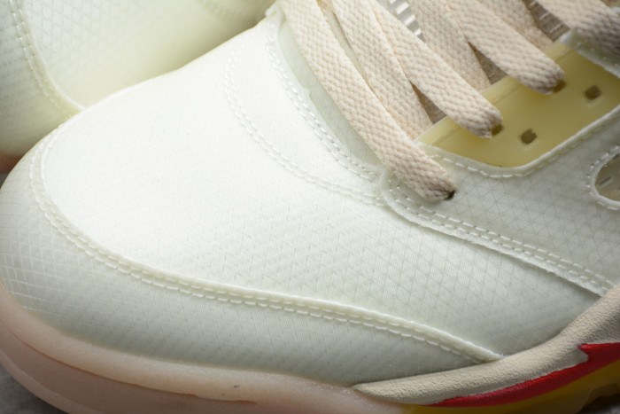 OFF-WHITE x Air Jordan 5 White Fire Red CT8480-002