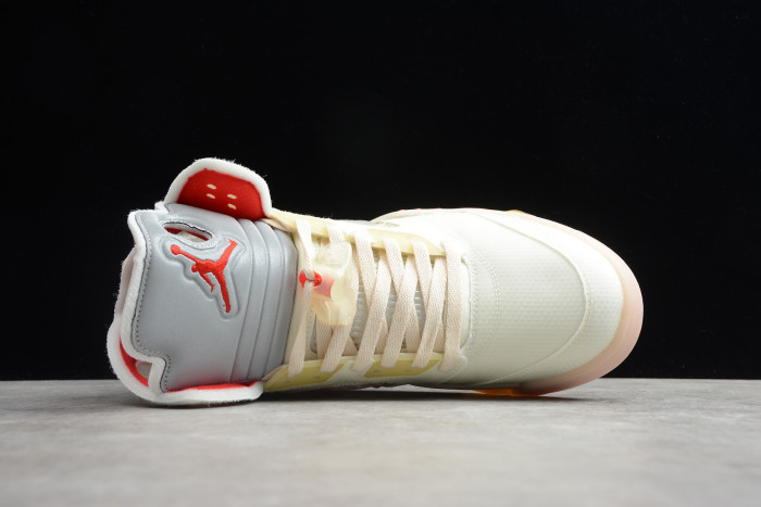 OFF-WHITE x Air Jordan 5 White Fire Red CT8480-002
