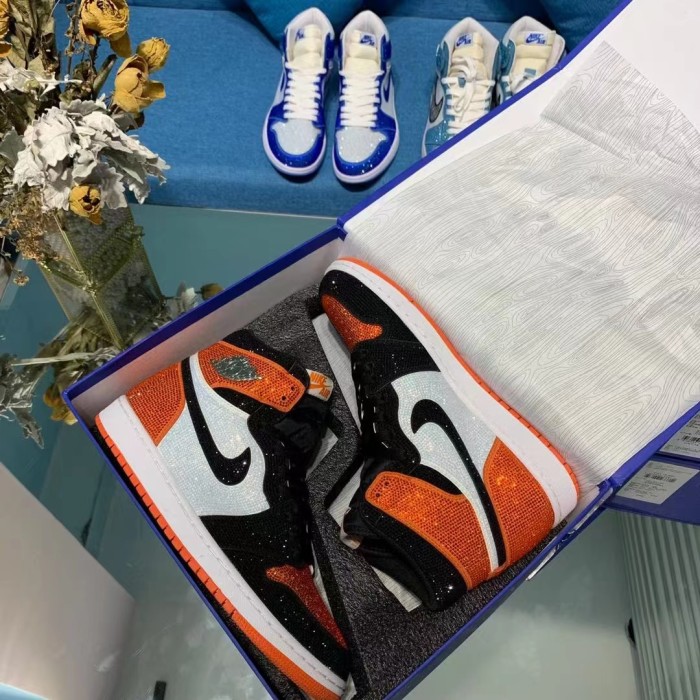 Air Jordan 1 Diamond DIY Orange Black