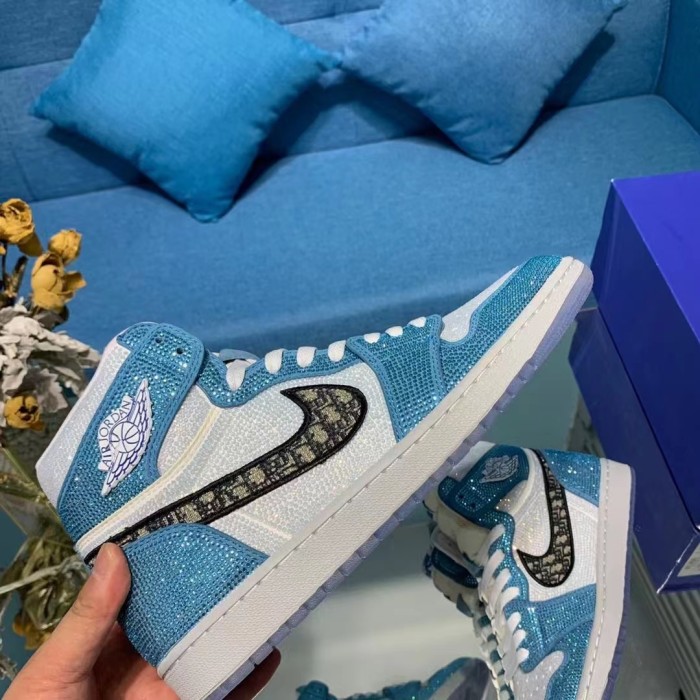 Air Jordan 1 Diamond DIY Blue White