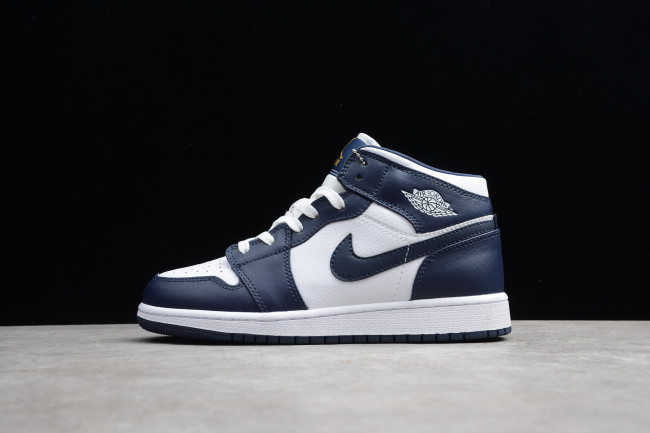 Air Jordan 1 Mid White Metallic Gold Obsidian 554724-174