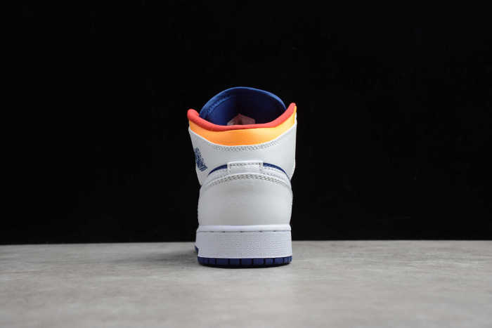 Air Jordan 1 Mid White Laser Orange Deep Royal Blue 554725-131