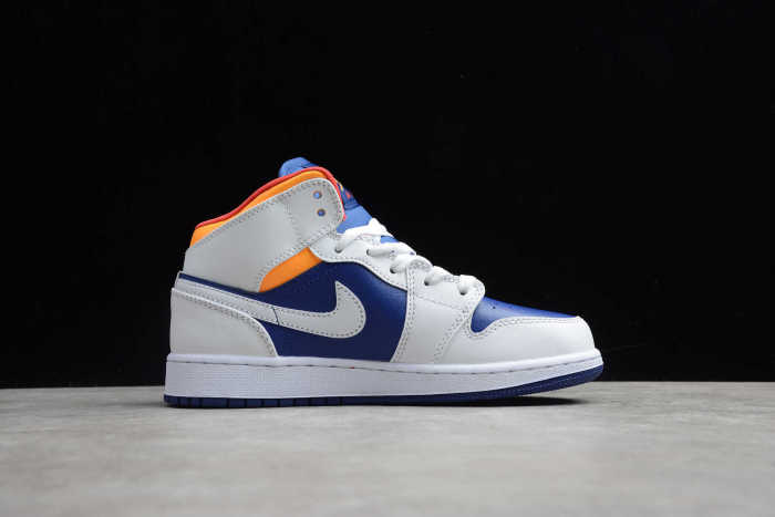 Air Jordan 1 Mid White Laser Orange Deep Royal Blue 554725-131