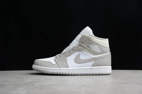 Air Jordan 1 Mid Linen College Grey Light Bone White 554724-082