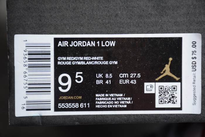 Air Jordan 1 Low 'Gym Red' 553558-611