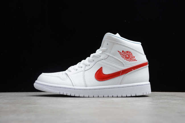 Air Jordan 1 Mid White University Red BQ6472-106