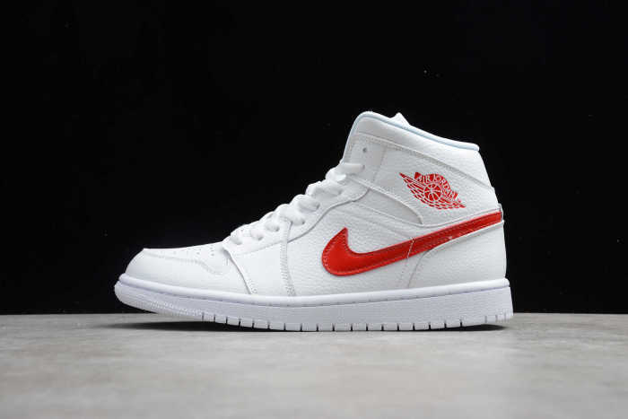 Air Jordan 1 Mid White University Red BQ6472-106