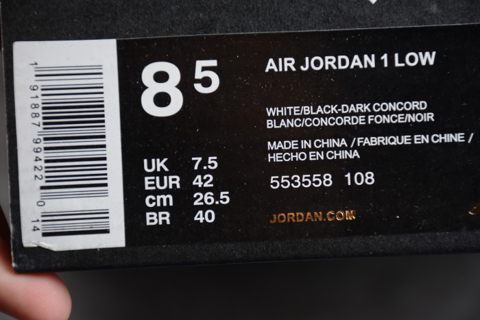Air Jordan 1 Low White Black  Concord  553558-108
