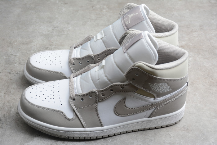 Air Jordan 1 Mid Linen College Grey Light Bone White 554724-082