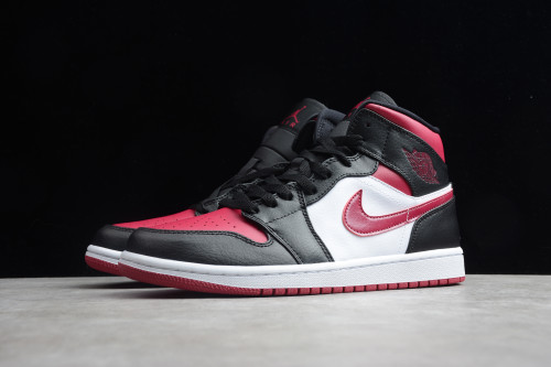Nike Air Jordan 1 Mid  Bred Toe  Black/Gym Red-White 554724-066