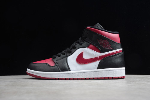 Nike Air Jordan 1 Mid  Bred Toe  Black/Gym Red-White 554724-066