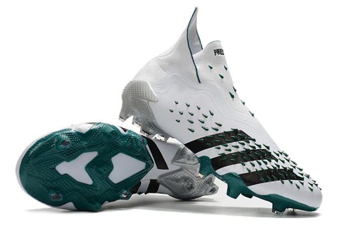 Predator Freak FG Black White Green Laceless Soccer Shoes