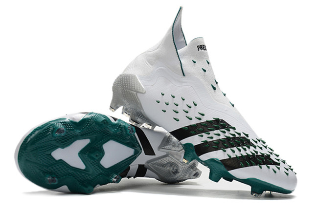Predator Freak FG Black White Green Laceless Soccer Shoes