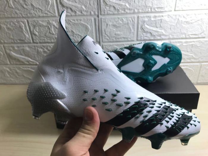 Predator Freak FG Black White Green Laceless Soccer Shoes