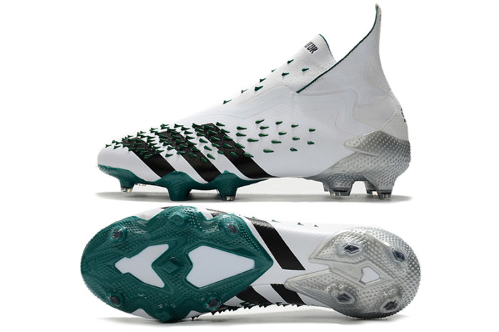 Predator Freak FG Black White Green Laceless Soccer Shoes