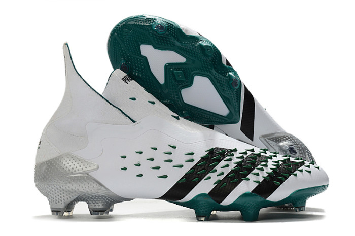 Predator Freak FG Black White Green Laceless Soccer Shoes