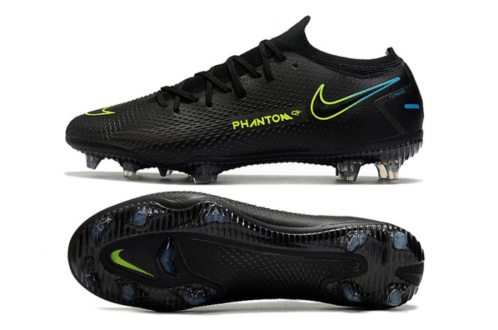 Phantom GT Elite Low FG Black Green Soccer Shoes