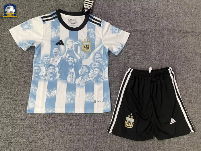 Argentina 2022 World Cup Winners Commemorative Edition Kids Jersey