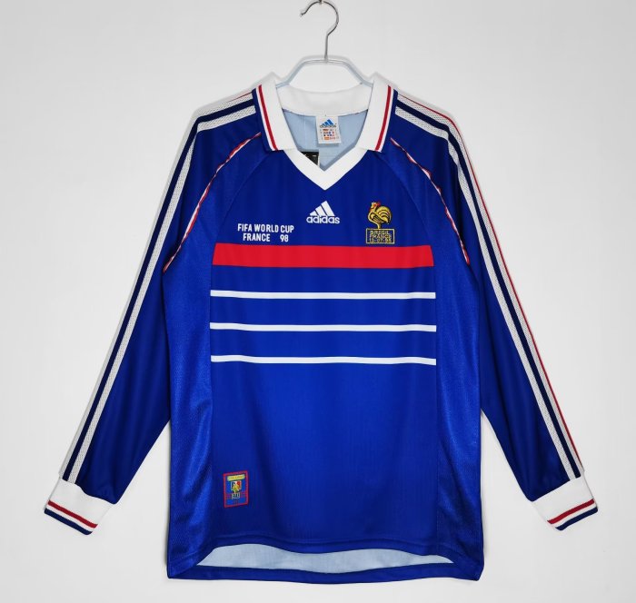 France Retro Home Long Sleeve  Jersey 1998