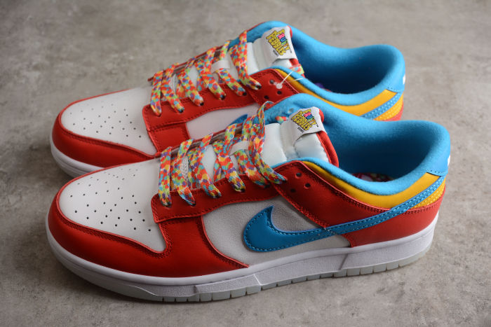 SB Dunk Low  Fruit Cereal  White Blue Red DH8009-600