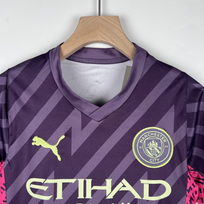 Manchester City Kids Goalkeeper Jersey 23/24 Purple