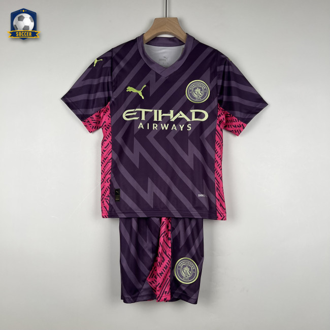Manchester City Kids Goalkeeper Jersey 23/24 Purple