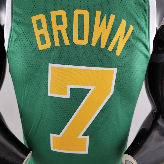 Jaylen Brown Boston Celtics Platinum Swingman Jersey Green Gold