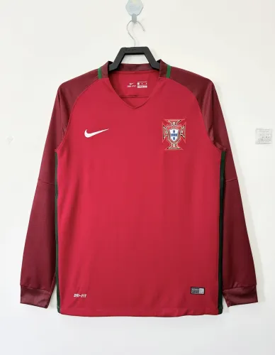 Portugal Retro Home Long Sleeve  Jersey 2016