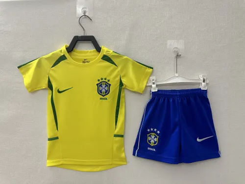 Brazil Home Retro Kids Suit 2002