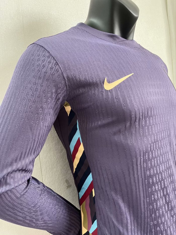 England Euro 2024  Away Player Version Long Sleeve Jersey