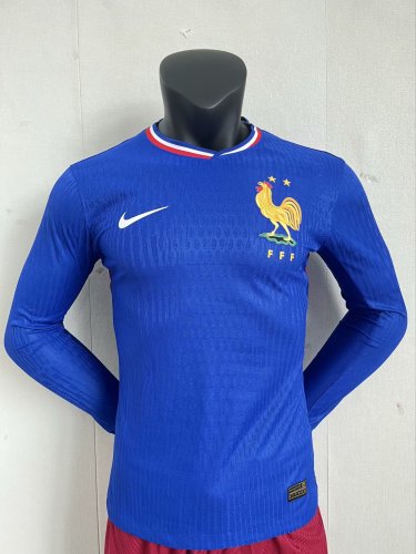 France Euro 2024  Home Player Version Long Sleeve Jersey
