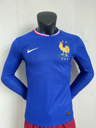 France Euro 2024  Home Player Version Long Sleeve Jersey