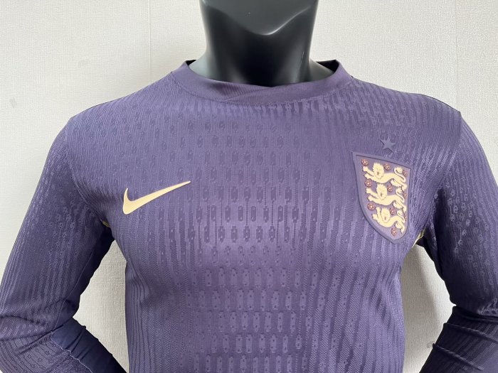 England Euro 2024  Away Player Version Long Sleeve Jersey