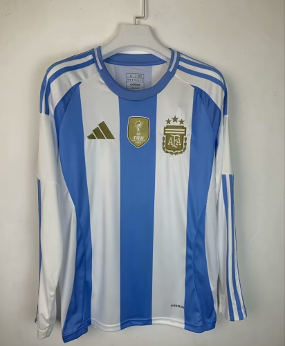 Argentina 2024 Copa America Home Man Long Sleeve Jersey With FIFA World Cup badge