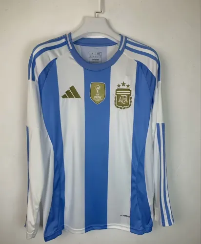 Argentina 2024 Copa America Home Man Long Sleeve Jersey With FIFA World Cup badge