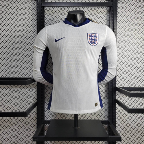 England Euro 2024  Home Player Version Long Sleeve Jersey