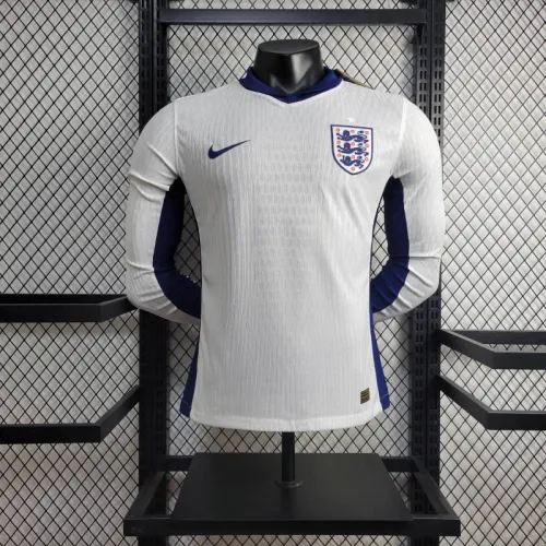 England Euro 2024  Home Player Version Long Sleeve Jersey