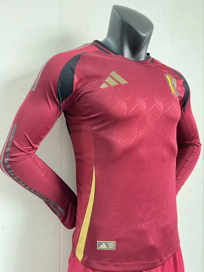 Belgium Euro 2024 Home Player Version Long Sleeve Jersey
