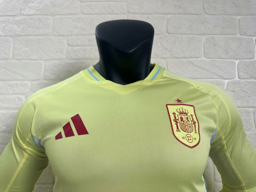 Spain Euro 2024 Away Player Version Long Sleeve Jersey